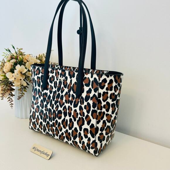 Kate Spade Purse Staci Spotted Animal Medium Tote Leopard - Picture 2 of 10